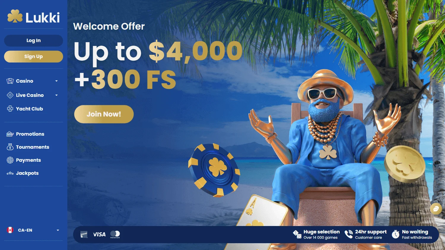 Lukki Casino desktop home page