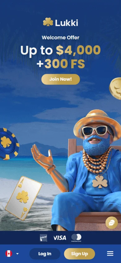 Lukki Casino mobile home page on a phone
